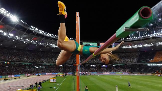 Kennedy in competition in the Women's Pole Vault Final during the 2023 World Athletics Championships in Budapest 2023. Picture: Richard Heathcote/Getty Images