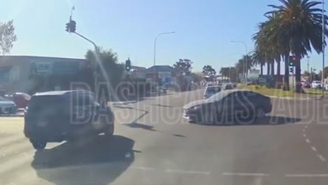 A car rolled over in a traffic incident caught on dashcam footage at the intersection of Port Rd and Grand Junction Rd. Picture: Dashcams Adelaide.