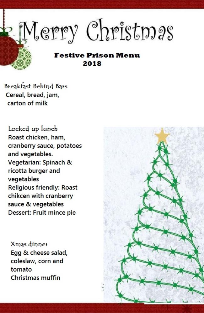 Mock up of what will actually be served on the Xmas menu for the NSW correctional system.