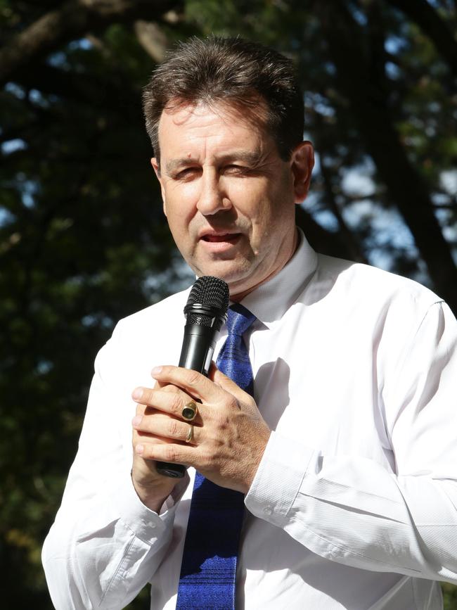 Oodgeroo MP Mark Robinson at an anti-abortion rally. Picture: Steve Pohlner