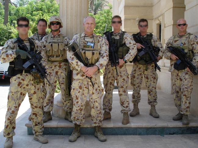 Major General Jim Molan with his Australian personal staff in Baghdad during his deployment to Iraq last year to the Coalition's Multinational Force - Iraq Headquarters.NOTE: For operational security reasons, THIS IMAGE HAS BEEN MANIPULATED..