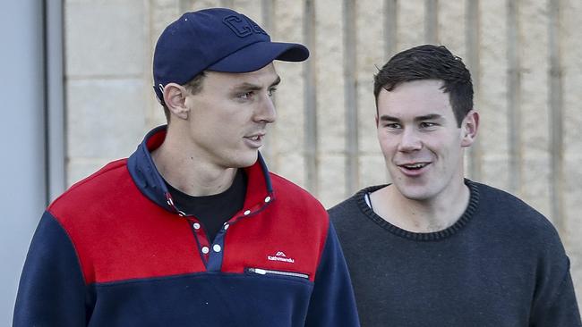 LOVE OR LEAVE: Adelaide young guns Jake Lever and Mitch McGovern are yet to commit to the Crows beyond this season. Picture: AAP/Mike Burton