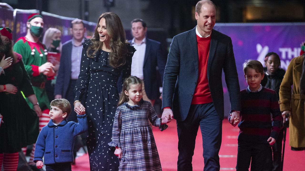 The Duke and Duchess with their children, Prince Louis, Princess Charlotte and Prince George last December. Picture: Getty Images