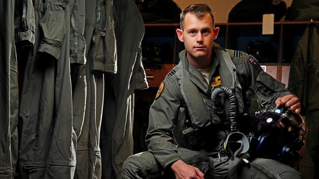 Flight Lieutenant “Damo” before a flight. Picture: Nathan Edwards