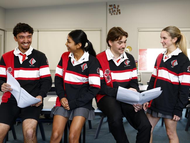 Cherrybrook Technology High School students after finishing their HSC maths standard exam in October this year. Picture: Jonathan Ng