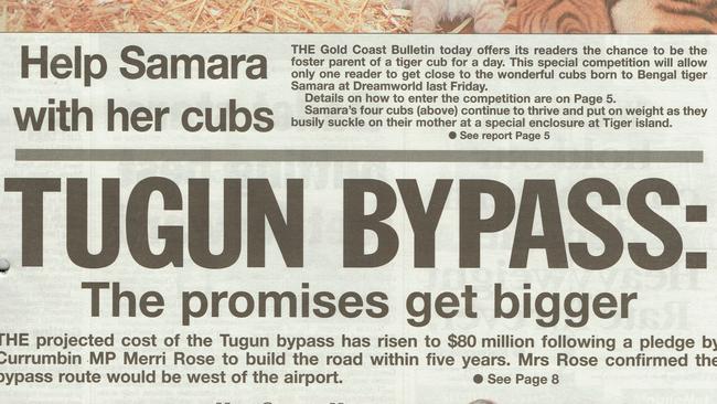 Gold Coast History: Gold Coast Bulletin 1998, October 27. Front page.