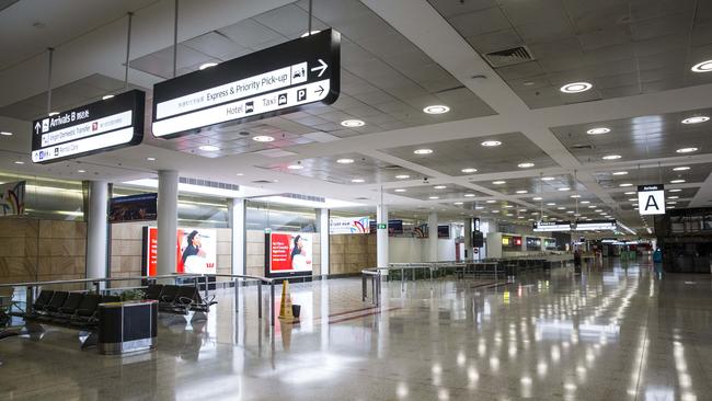 Empty Sydney Airport, which has fallen behind Brisbane in terms of domestic passenger traffic. Picture: Damian Shaw