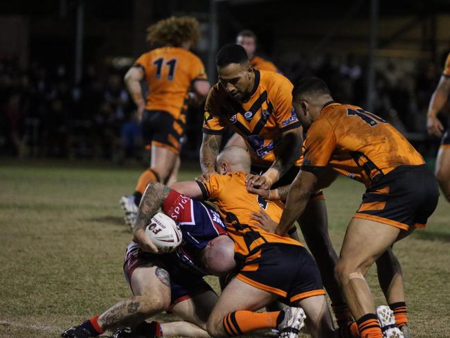 Israel Folau makes his Rugby League Gold Coast debut for Southport Tigers against defending champions Runaway Bay at Owen Park, Southport. Pic Mike Batterham