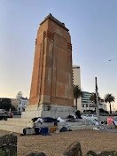 St Kilda war memorial strewn with clothing and cigarette butts, image: supplied