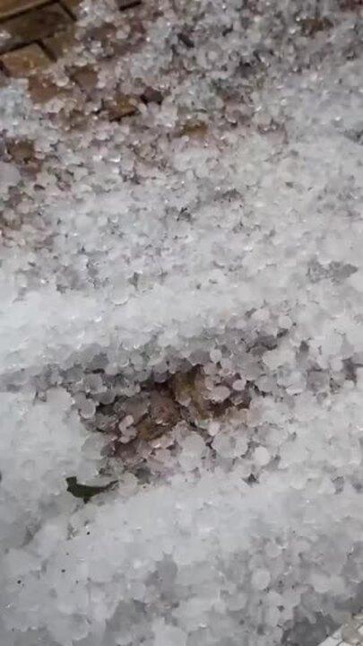 Severe Thunderstorm Leaves Piles of Hailstones Behind in Austin