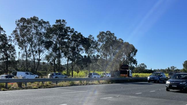 Pictures of Highway after a pedestrian was hit by car at Chinderah on 24 May 2023