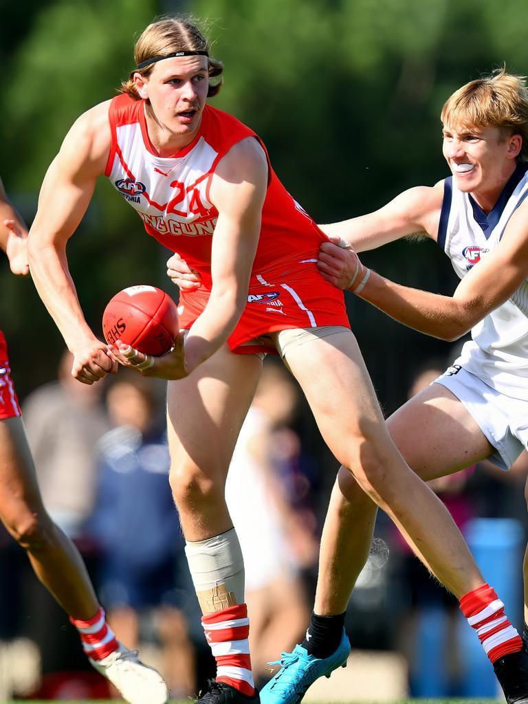 Joe Pike impressed in his VFL debut for Geelong last week. Picture: Josh Chadwick/AFL Photos