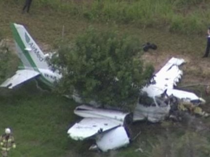A light plane has crashed in Hillcrest, south of Brisbane., , Emergency services were called to Lollard St at 6.08am on Friday after reports an aircraft had made an emergency landing. Picture: 7NEWS