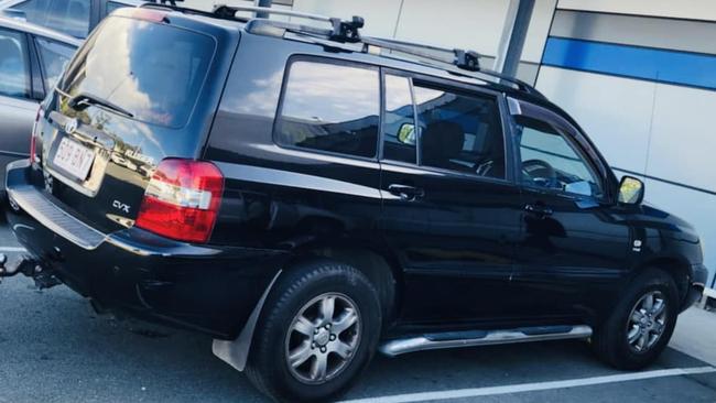 The car seen parked at Kmart in Oxenford at about 3pm on Sunday.