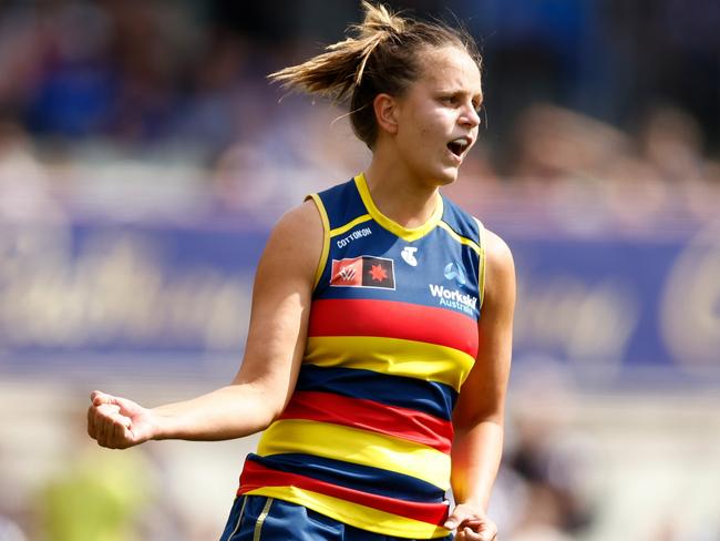 Danielle Ponter celebrates a goal. Picture: Michael Willson/AFL Photos via Getty Images