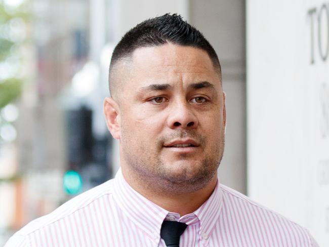 SYDNEY, AUSTRALIA - NewsWire Photos MARCH 23, 2023: Jarryd Hayne returns from lunch to the Downing Centre local court JMT on Thursday. The former NRL star is accused of sexually assaulting a woman at her Newcastle home on grand final night in 2018. Picture: NCA NewsWire / Nikki Short