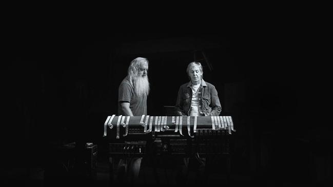 Rick Rubin (left) with Paul McCartney in a still image from 'McCartney 3,2,1,' a television miniseries by Hulu released in 2021. Picture: supplied