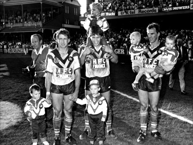 Brothers (L-R) Steve Mortimer, Chris Mortimer and Peter Mortimer in 1985. Picture: News Corp
