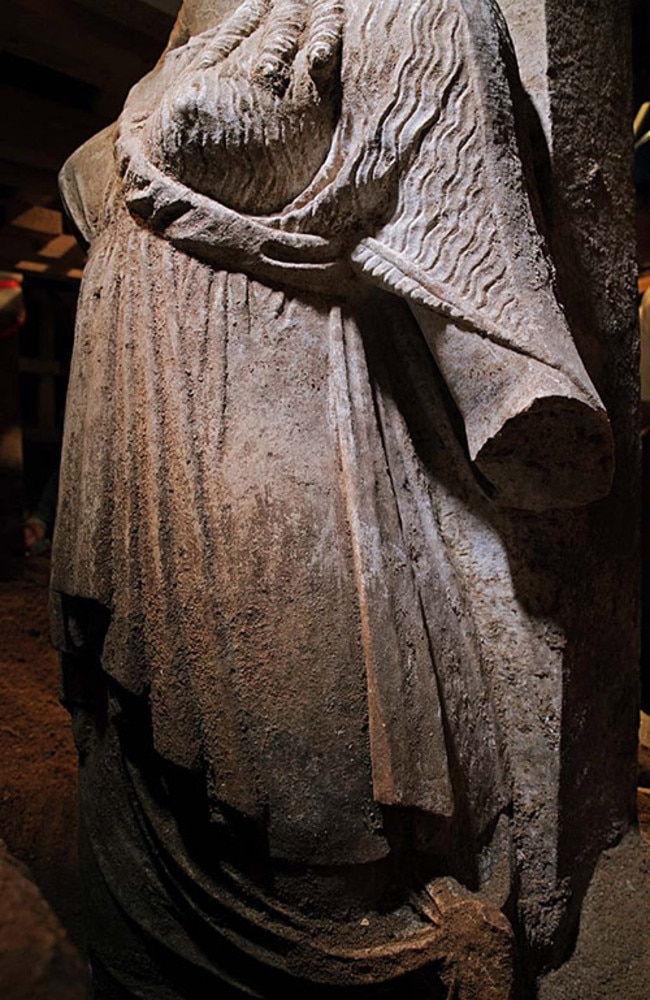 Translucent quality ... The exquisite stonework displayed in the torso of one of the Caryatids.