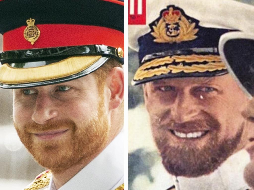 Prince Harry, left, looks just like his grandfather did at the same age.