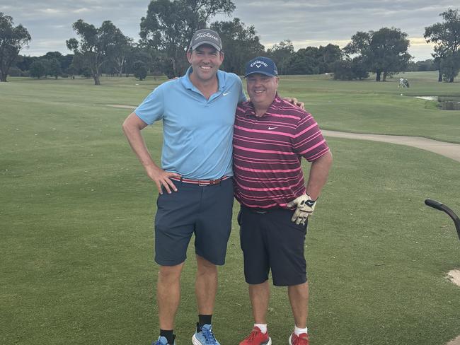 Jon Ralph and SEN's Adam White during The Longest Day golf charity event. Picture: Supplied