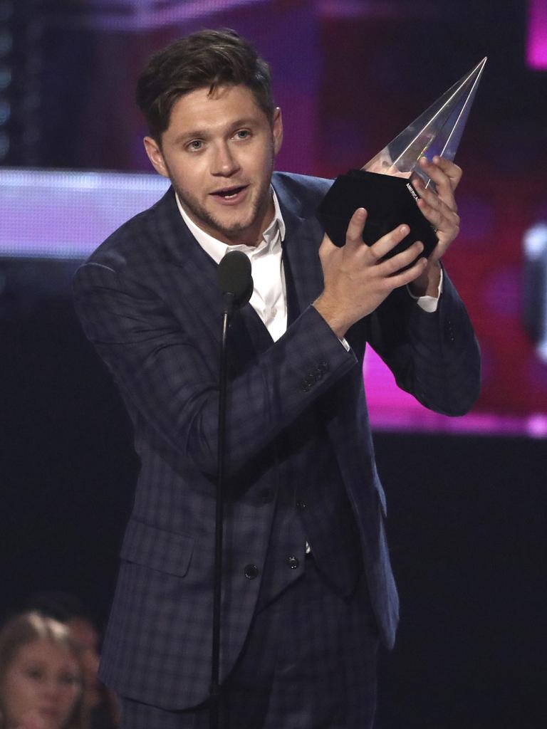 Niall Horan accepts the award for New Artist of the Year during the 2017 American Music Awards at Microsoft Theater on November 19, 2017 in Los Angeles, California. Picture: AP