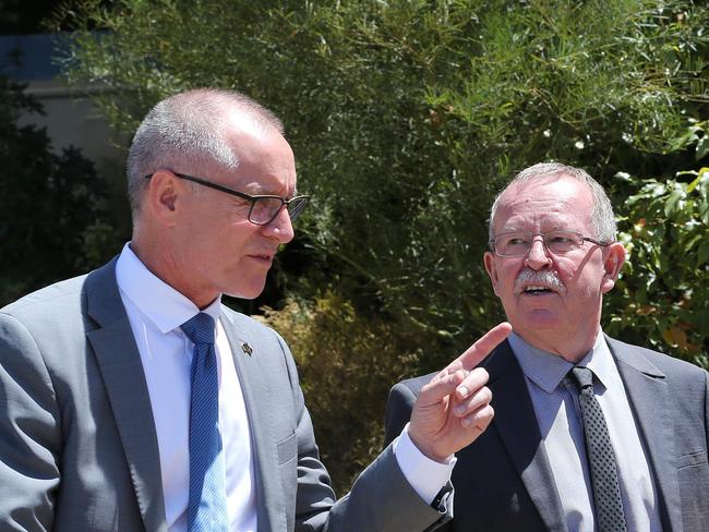 Premier Jay Weatherill visits Nyrstar in Port Pirie with Regional Development Minister Geoff Brock. Picture: Dylan Coker