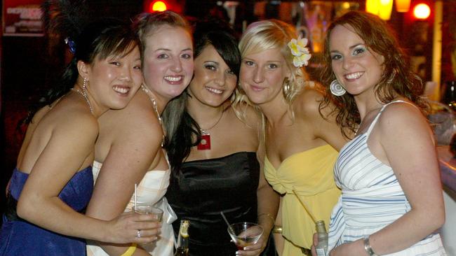 Jade Seppelt-Deakin, Lauren Pattimore, Kerin Burns, Amber Miller and Jodi Rockliff at Kerin Burns’s 21st birthday at Sugar Nightclub.