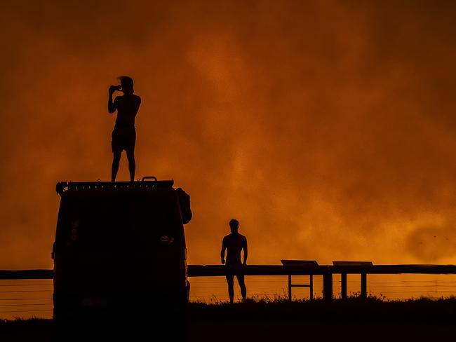 EMBARGO SUNDAY OCT 3 :  Fighting Spirit: a book commemorating the Black Summer bushfires and charting the recovery process:    Photo submitted for inclusion in Fighting Spirit bushfire book, by David Wallace. Taken at Tomakin Headland, NSW, Jan 2020.