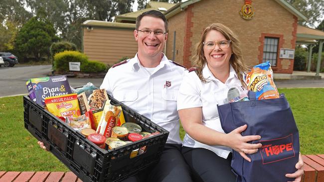 Salvos officers Daniel and Andrea Wayman from the recently opened Mount Barker branch are calling for more food donations. Picture: Tom Huntley