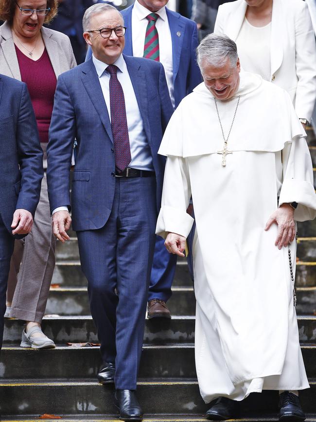 Anthony Albanese with Archbishop Anthony Fisher in Sydney last month. Picture: Sam Ruttyn