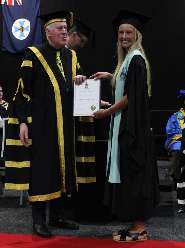 Taliesha Anderson graduated with a Bachelor of Paramedic Science at the CQUniversity graduation ceremony in Bundaberg on December 14, 2023.
