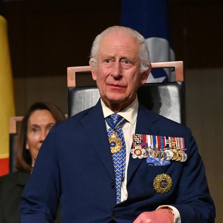 King Charles III attends the ceremonial welcome and Parliamentary reception at the Australian Parliament House on October 21. (Photo by Victoria Jones - Pool/Getty Images)