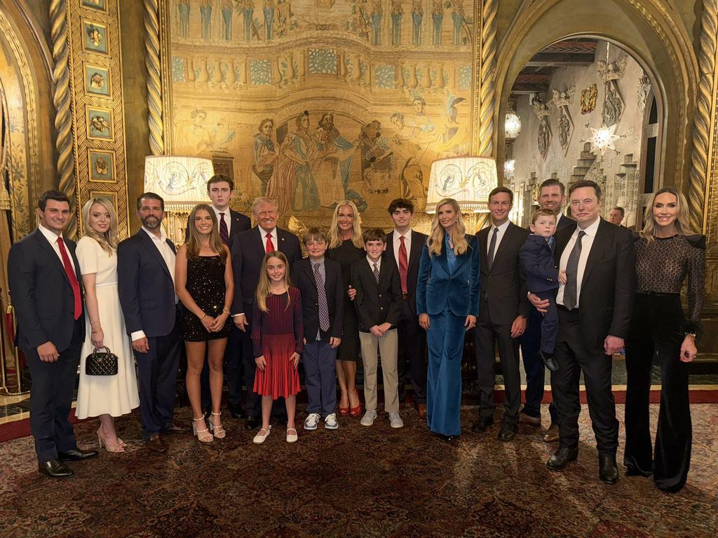 Donald Trump, Elon Musk and their family members. Picture: X