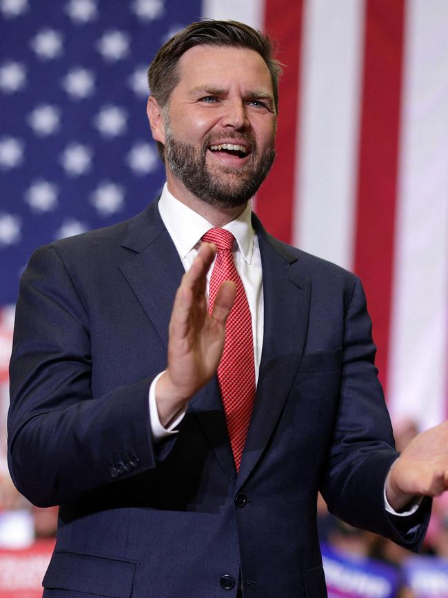 Republican vice presidential nominee, U.S. Sen. J.D. Vance arrives for a campaign rally at Radford University on July 22, 2024 in Radford, Virginia. Picture: Getty Images via AFP.