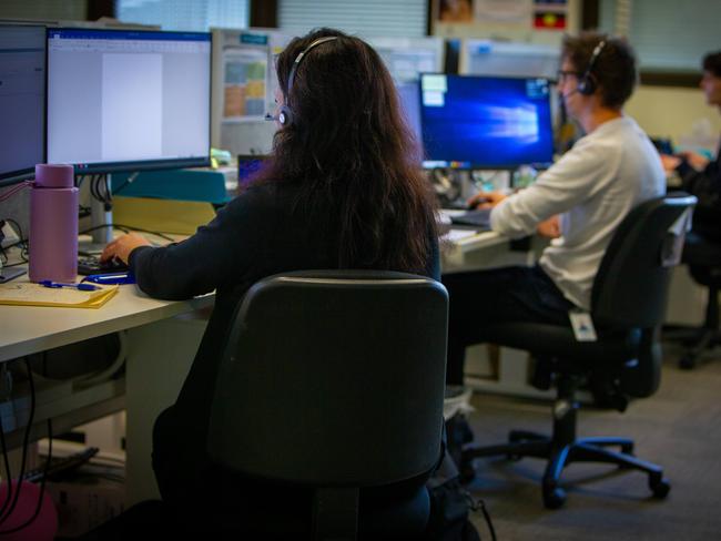 ADELAIDE, AUSTRALIA - NewsWIRE Photos JULY 13, 2023: Child Protection report line call centre employeeÃs inside South Australian Child Protection Call Centre. Picture: NCA NewsWIRE / Emma Brasier