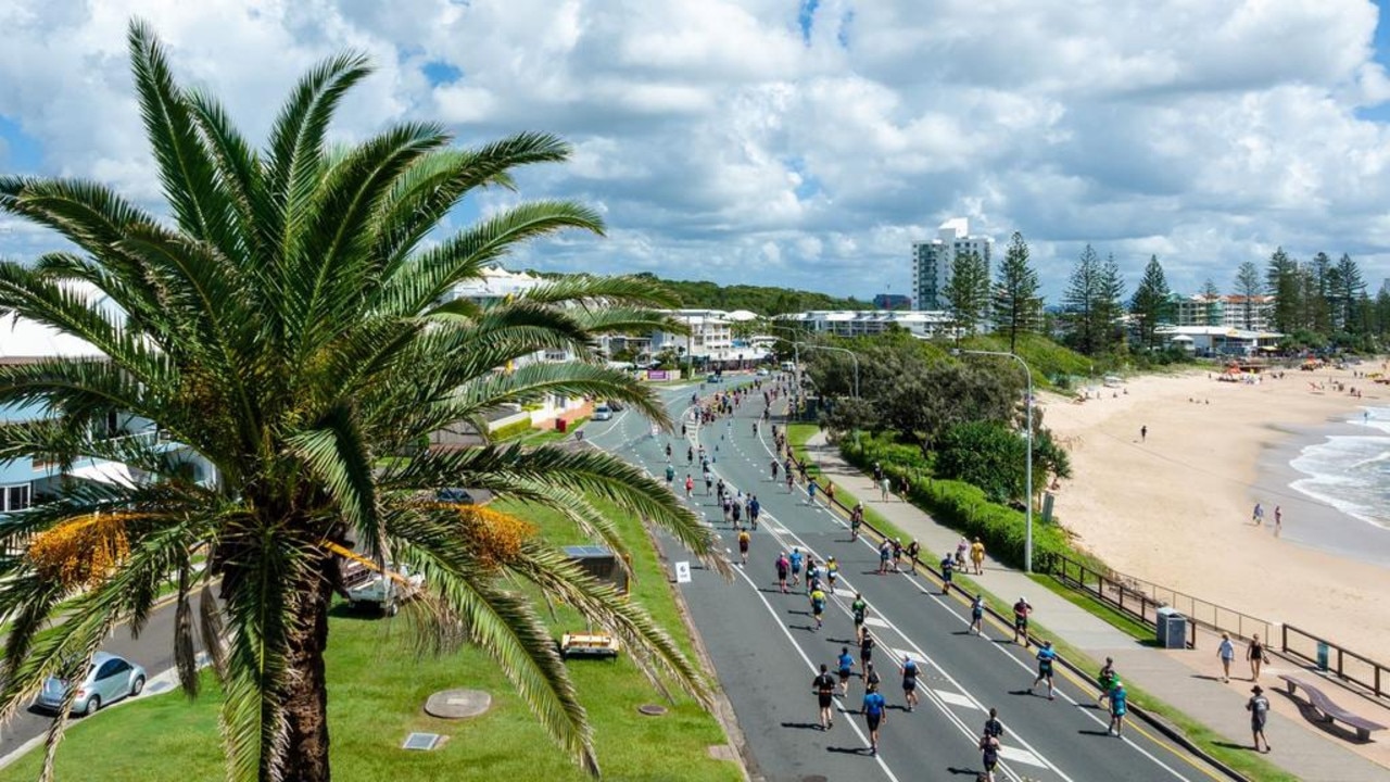 Runners on course at a past Mooloolaba Triathlon.