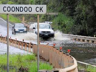 Water over the bridge at Coondoo Creek. Picture: Renee Pilcher