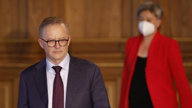 Anthony Albanese and Penny Wong in Tokyo this week. Picture: Getty Images