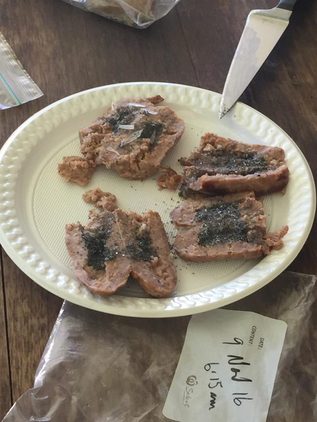 The poisoned sausages fed to Mia. Picture supplied by family