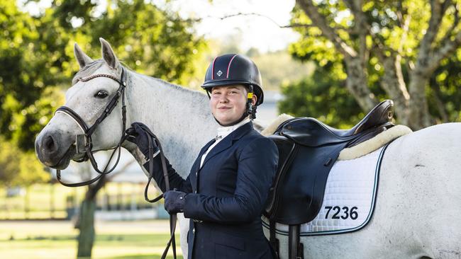 National Working Equitation champion Ellie Stenzel with her six-year-old connemara Costalota Tiggy Winkle at Toowoomba Showgrounds, Thursday, December 12, 2024. Picture: Kevin Farmer