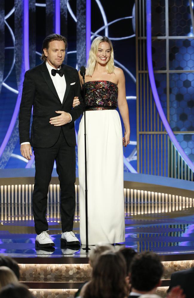 She presented the award for Best Original Screenplay to Quentin Tarantino, for the movie she starred in – Once Upon a Time in Hollywood. Picture: Getty Images