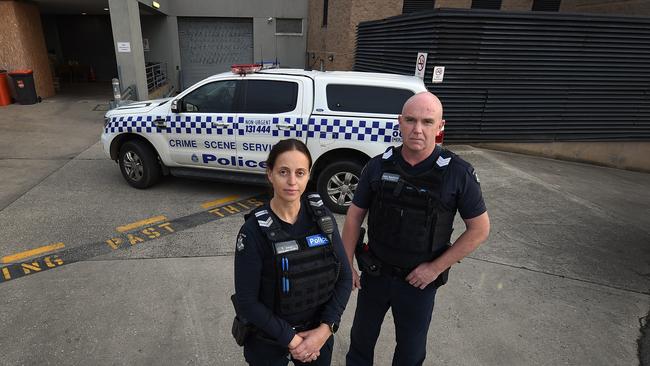 Leading Senior Constable Simone Amos and Acting Sergeant Owen Spackman from Geelong Crime Scene Services, talking about theft from motor vehicle.