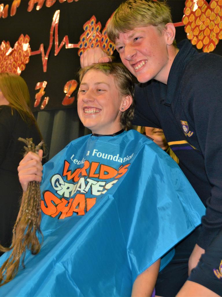 At the St Joseph's College 2023 World's Greatest Shave event are Emily Chandler and her brother Riley. Picture: Rhylea Millar