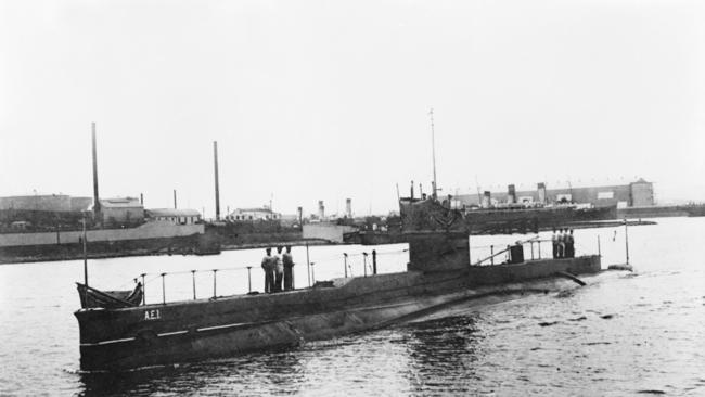 SUBMARINE AE1 ..  for Ian McPhedran story  ..   Submarine AE1 in port in Britain before her voyage to Australia in May 1914. Photo courtesy of Australian War Memorial