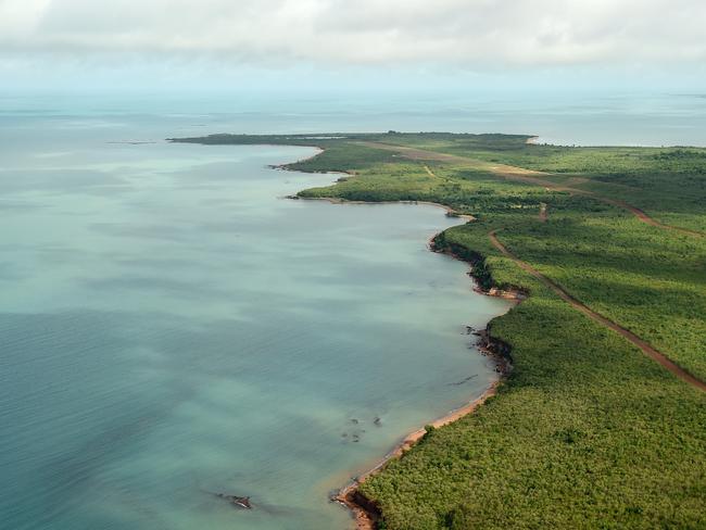 Arial view approaching Crocker Island in the Northern Territory.