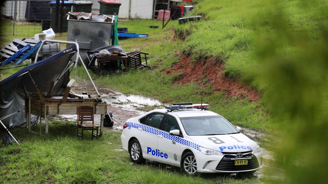 Tweed-Byron police at a Cudgera Creek property where Anthony Stott was allegedly detained. Photo: Scott Powick