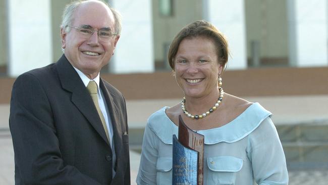 Prime Minister John Howard with Australian of the Year 2005 Dr Fiona Wood. Picture: Kym Smith