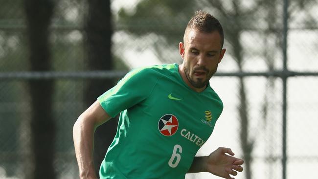 Matthew Jurman of Australia controls the ball during a Socceroos Training Session