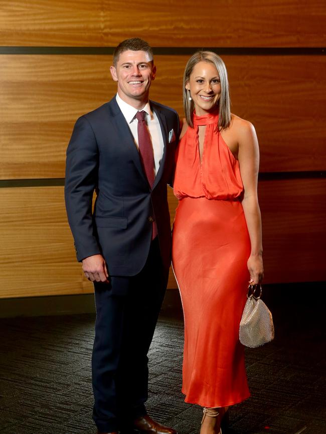 Dayne Zorko with his partner Talia de Marco at the Lions’ club champion dinner. Picture: Steve Pohlner